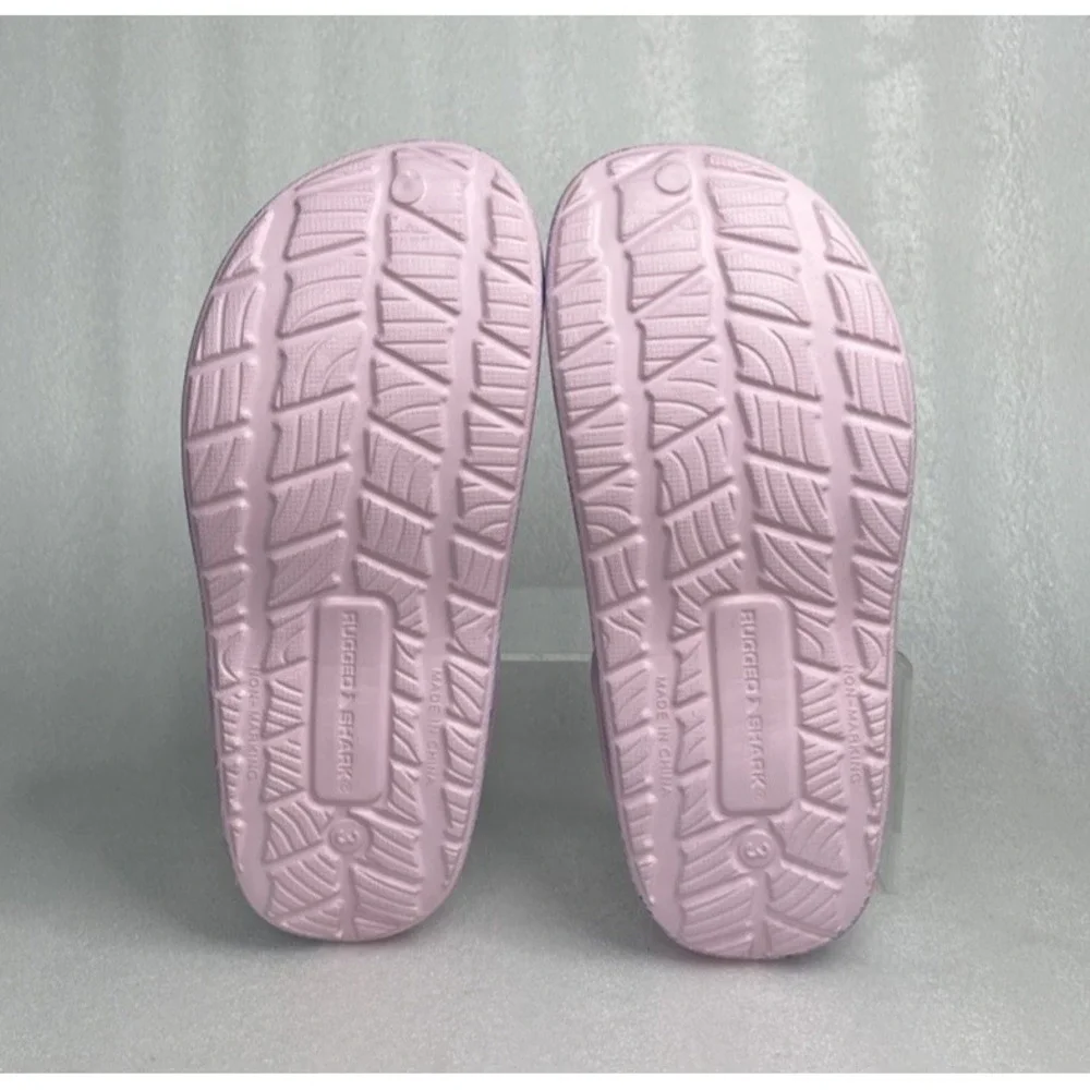 Rugged Shark Eva Shell Print Pink Clogs Slip on Sandals Girls Size 3 NEW